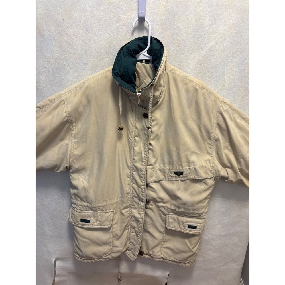 Vintage‎ larry leviine Beige Puffer Jacket With Green Liner
